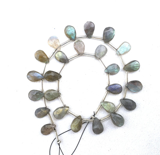 Natural Labradorite Gemstone,25 Pieces Faceted Pear Shape Briolette Beads,Best quality Blue Flash Size 6x9-7x10 MM,Making Jewelry Wholesale