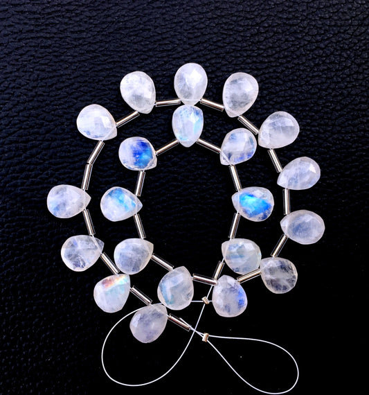 Coordinate Gems Natural Rainbow Moonstone,1 strand Faceted Pear Shape Blue Flashy Beads, Size 9x11-9x12 MM Making Jewelry Wholesale Price