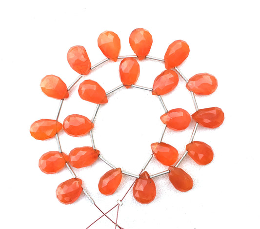 Awesome Quality 1 Strand Natural Carnelian Gemstone,21 Pieces Faceted Pear Shape,Size 8x11-9x12 MM Making Jewelry Briolette Beads Wholesale