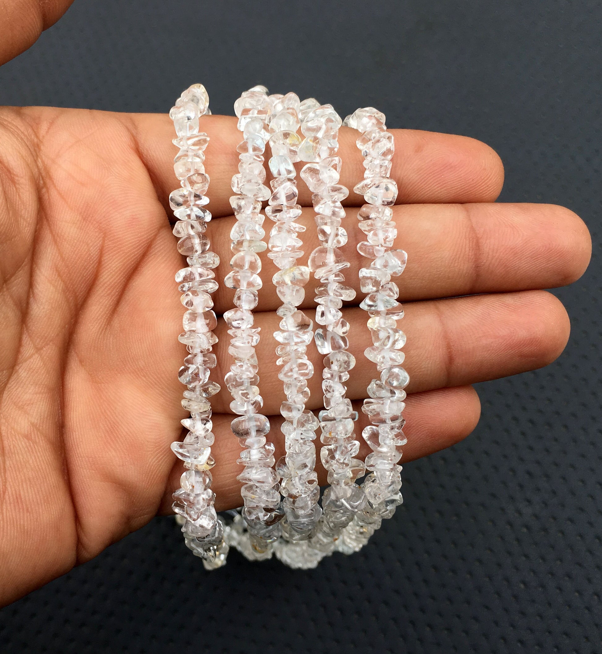 Splendid Gems Super Quality Natural White Topaz Gemstone,16" Long Smooth Uncut Chips Beads, Size 4-6 MM,Making Jewelry Wholesale Price