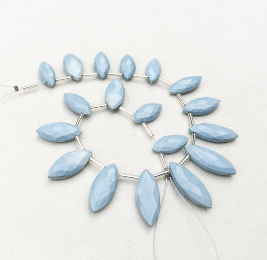 Wonderful 18 pieces Blue Opal Gemstone,Size 7x15-8x21 MM Faceted Marquise Shape Blue Opal Briolette Beads, Making Jewelry Wholesale Price