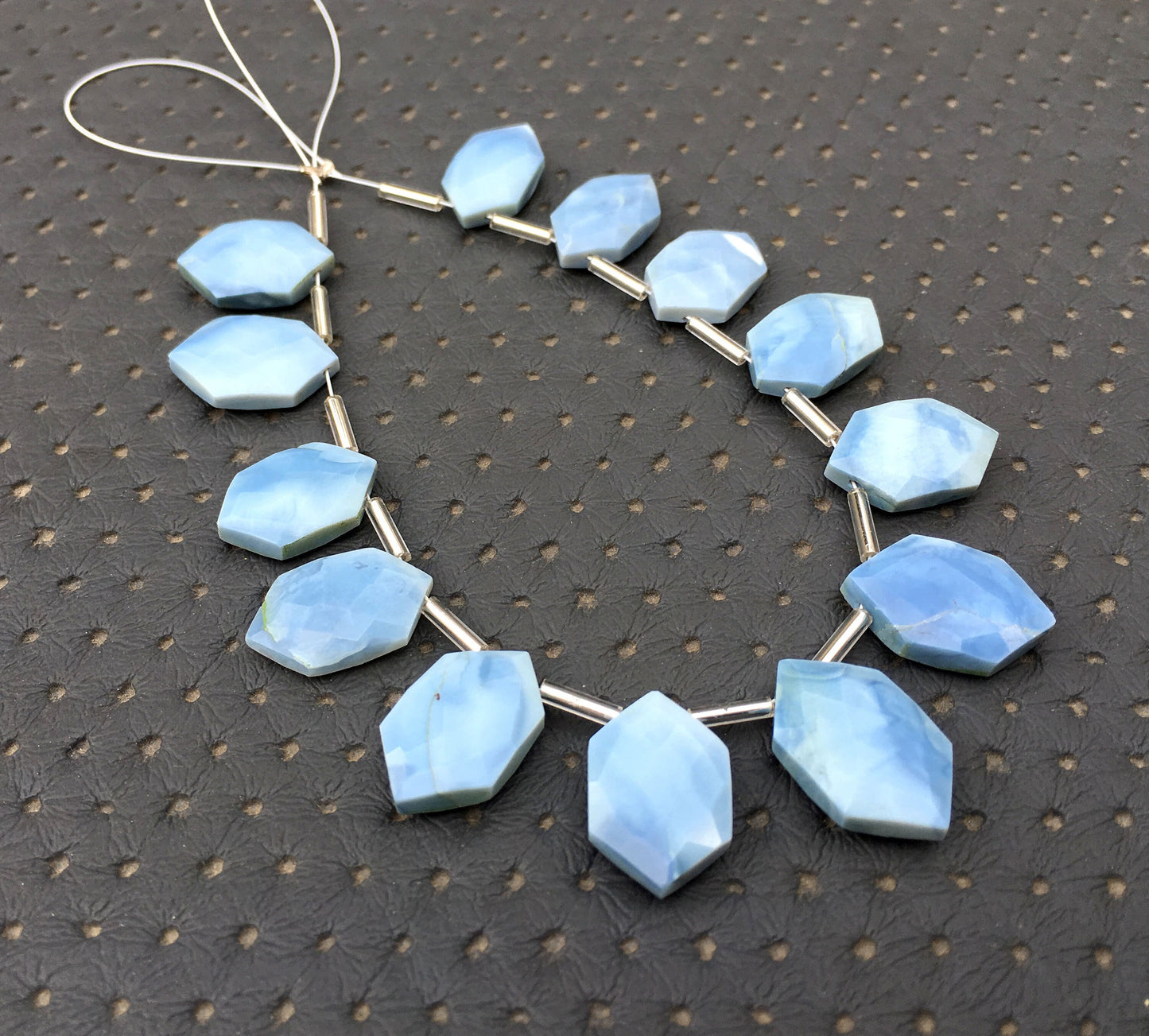 October Birthstone Sale Unique 13 Pieces Faceted Fancy Shape Beads,Natural Blue Opal Gemstone,Size 9x15-11x18 MM Briolette Beads Wholesale