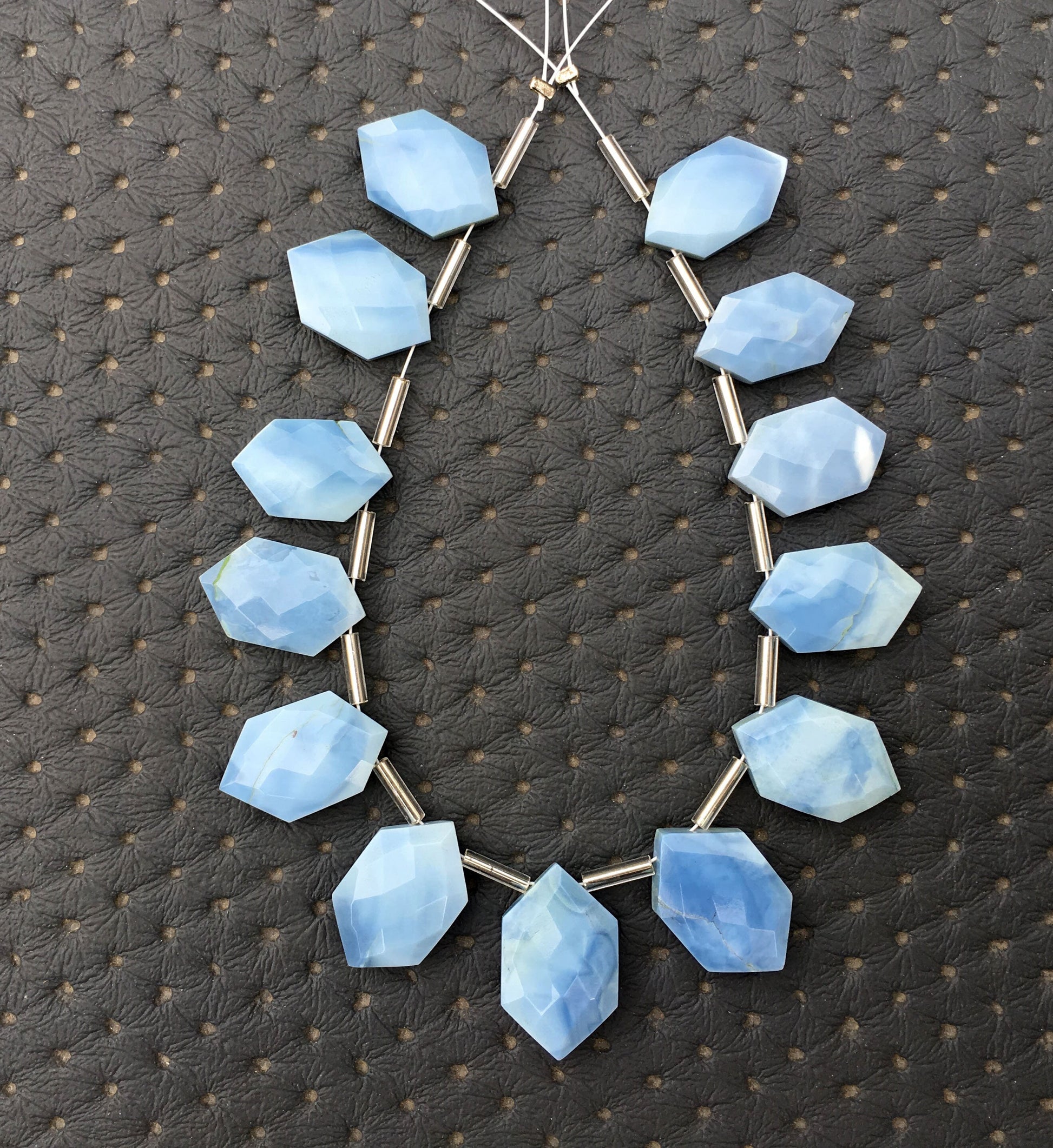 October Birthstone Sale Unique 13 Pieces Faceted Fancy Shape Beads,Natural Blue Opal Gemstone,Size 9x15-11x18 MM Briolette Beads Wholesale