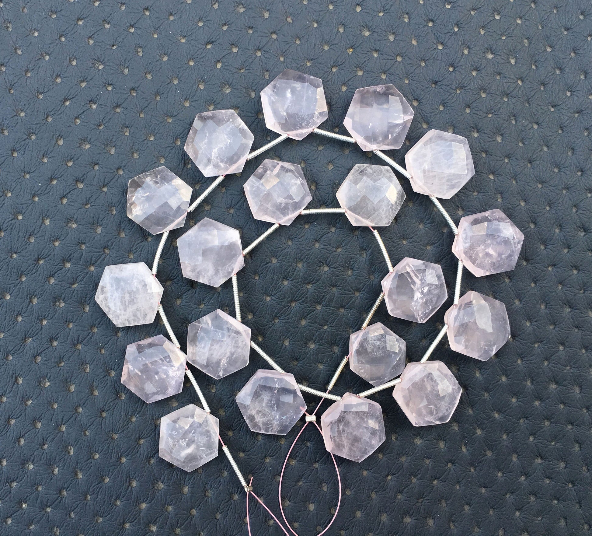 Exceptionally Lovely Stone Natural Rose Quartz Gemstone, 19 Pieces Faceted Hexagon Shape Beads,Size 14-15 MM Briolette Beads Wholesale Price