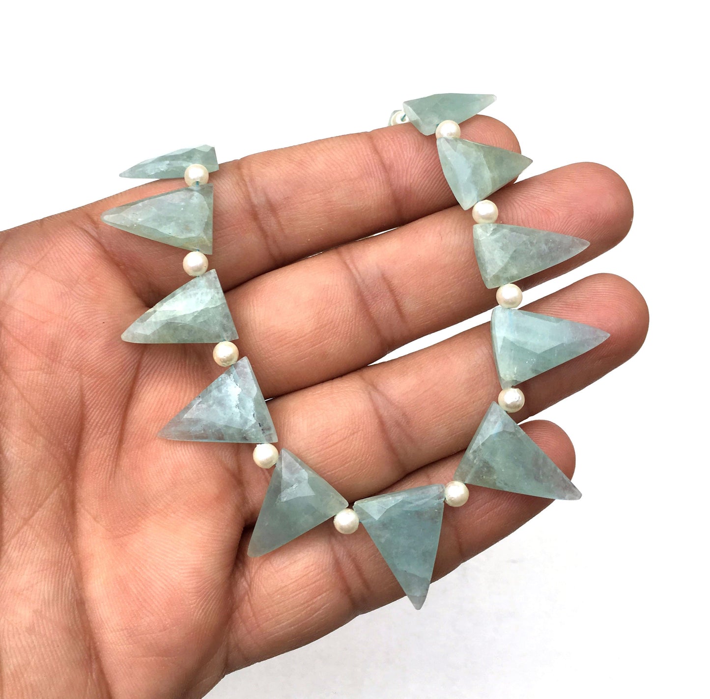 Amazing Quality 1 Strand Natural Aquamarine Gemstone,Triangle Shape,Aquamarine Beads Size 10x13-14x18 MM,Faceted Gems 21 Pieces Wholesale