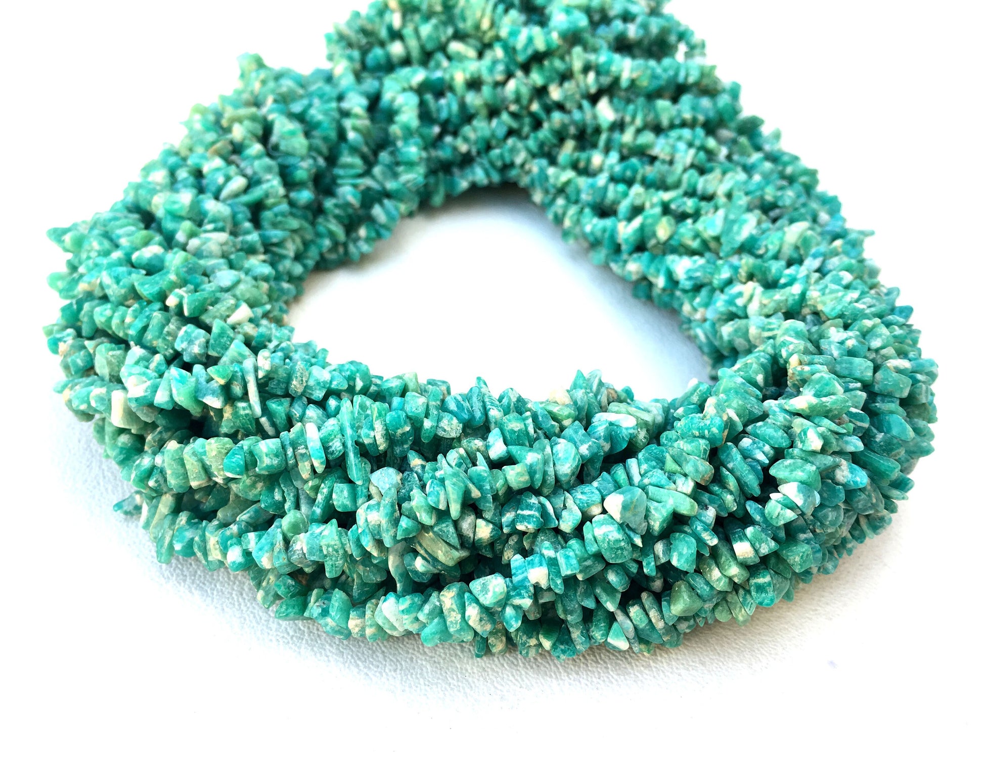 16 Inch Long 1 Strand Natural Amazonite Gemstone,Smooth Uncut Chips,Size 4-5 MM Genuine Quality Amazonite Chips,Amazonite Beads Pebble Chips