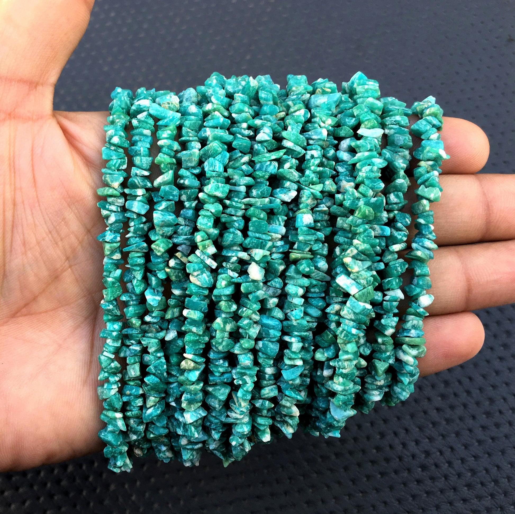 16 Inch Long 1 Strand Natural Amazonite Gemstone,Smooth Uncut Chips,Size 4-5 MM Genuine Quality Amazonite Chips,Amazonite Beads Pebble Chips