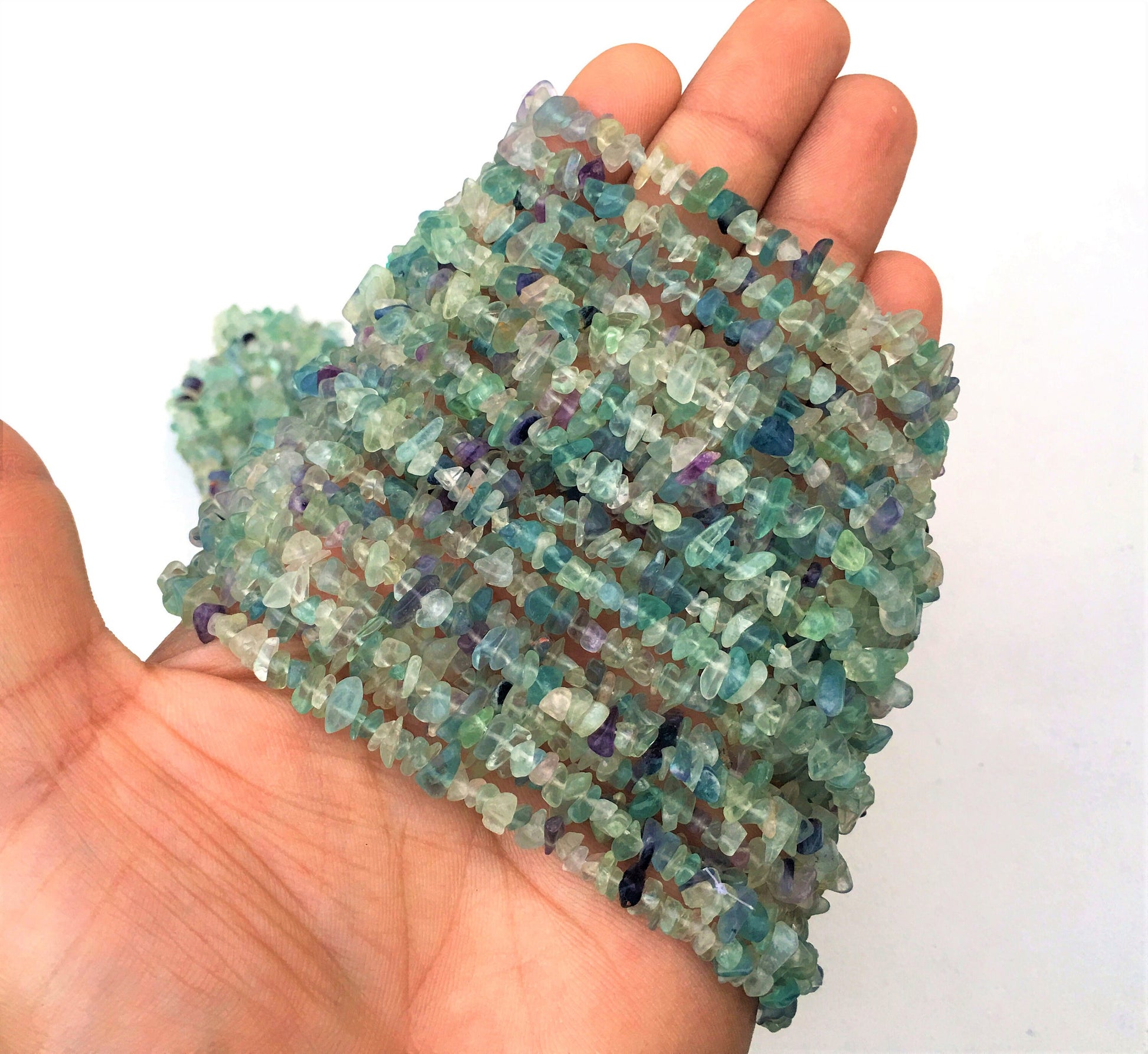 16 Inch Long Natural Fluorite Gemstone,Fluorite Smooth Uncut Chips Beads,Multi Color Fluorite Gemstone,Size 5-7 MM Smooth Tiny Rainbow