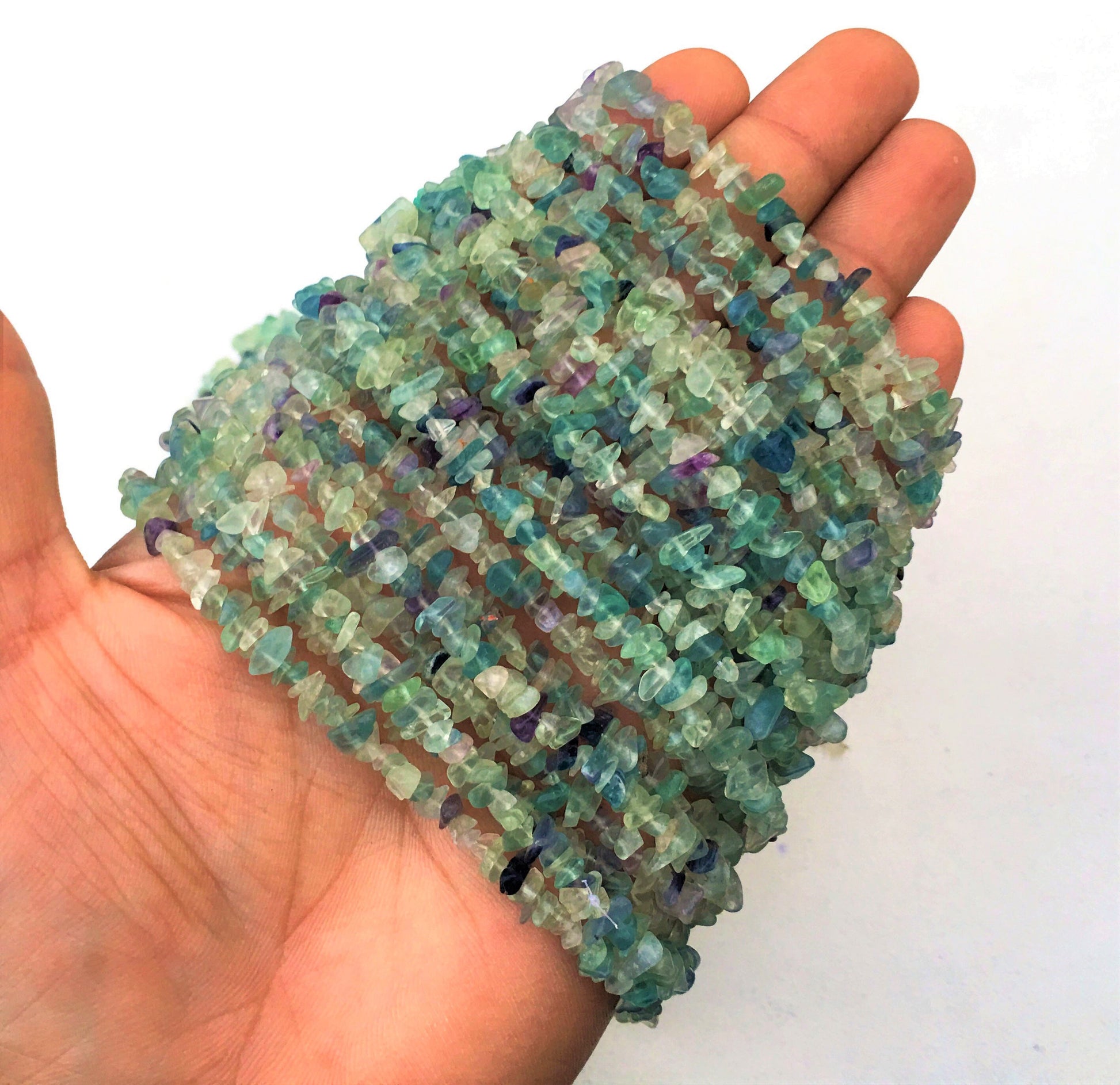 16 Inch Long Natural Fluorite Gemstone,Fluorite Smooth Uncut Chips Beads,Multi Color Fluorite Gemstone,Size 5-7 MM Smooth Tiny Rainbow