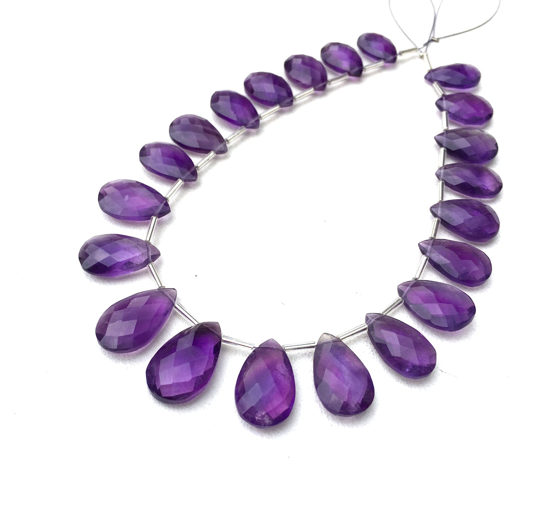 Best quality 1 Strand Natural Amethyst Gemstone,21 Piece Faceted Pear Shape,Size 10x15-12x20 MM February Birthstone Making Jewelry Wholesale