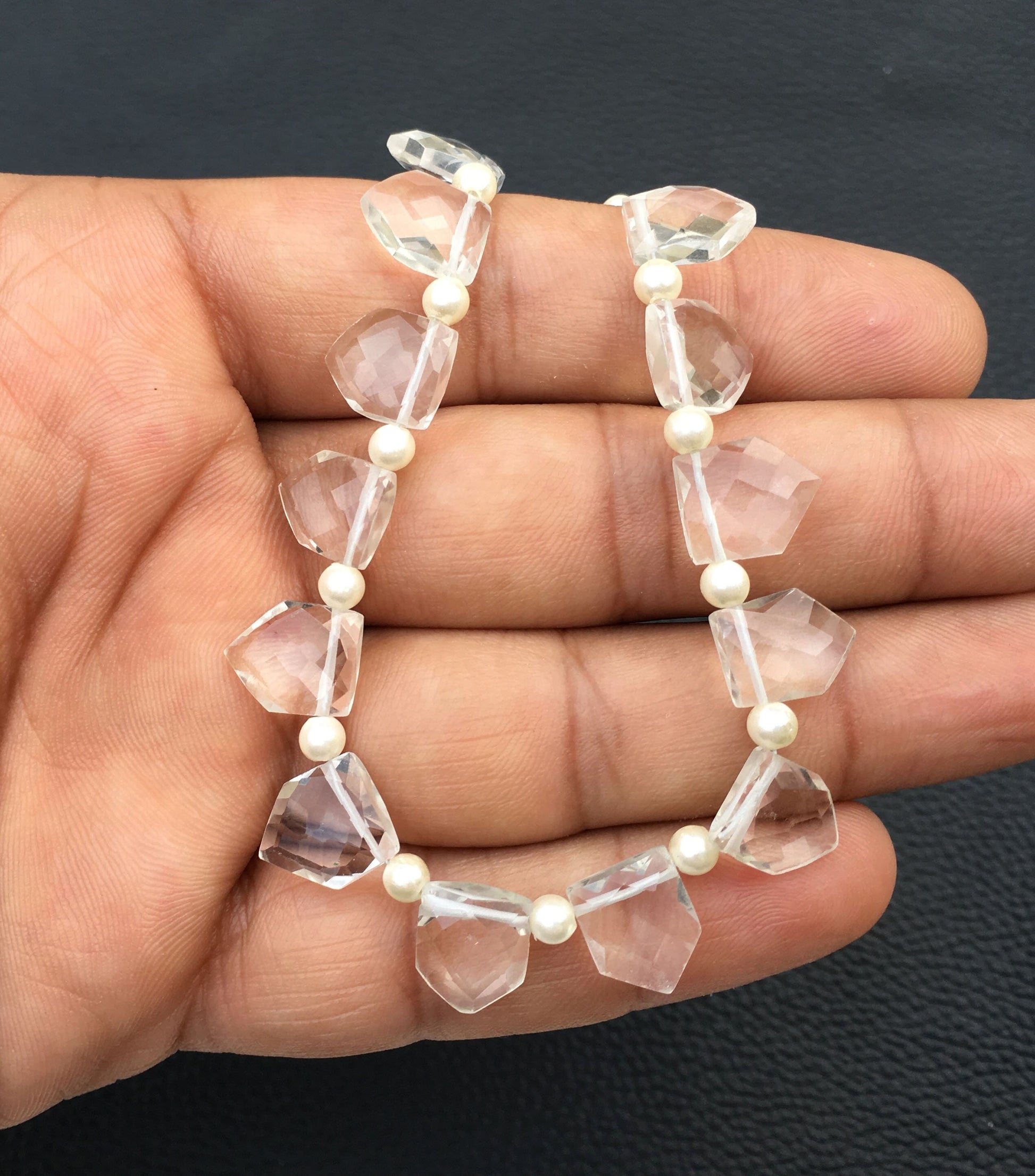 Amazing Quality 1 Strand Natural Crystal Gemstone,24 Pieces Faceted Pentagon Shape Beads,Size 9x10-9x11 MM,Extremely White Quartz Wholesale