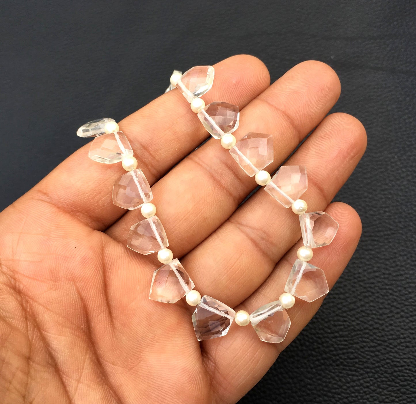 Amazing Quality 1 Strand Natural Crystal Gemstone,24 Pieces Faceted Pentagon Shape Beads,Size 9x10-9x11 MM,Extremely White Quartz Wholesale