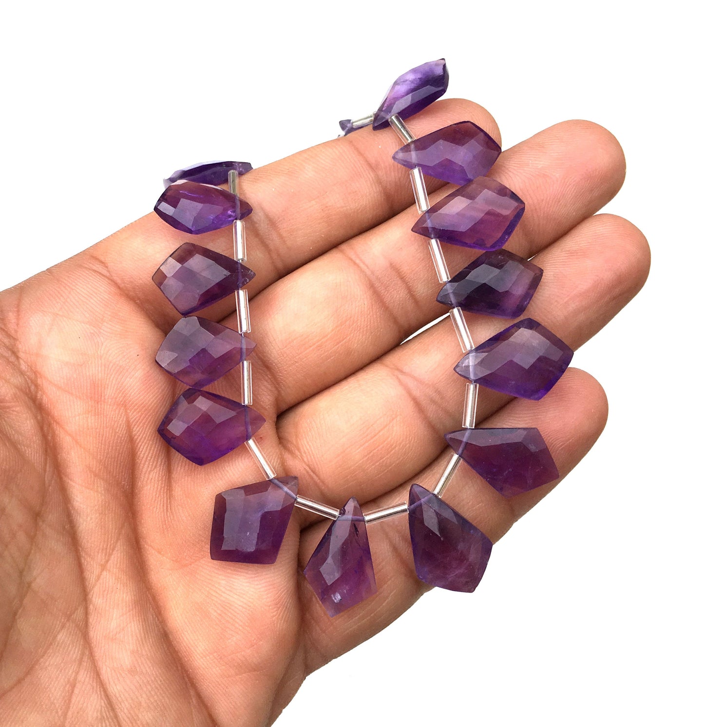 Christmas Sale Natural Blue Amethyst Gemstone,21 Pieces Faceted Fancy Shape Beads,Size 11x16-12x19 MM Making Birthstone Jewelry Wholesale