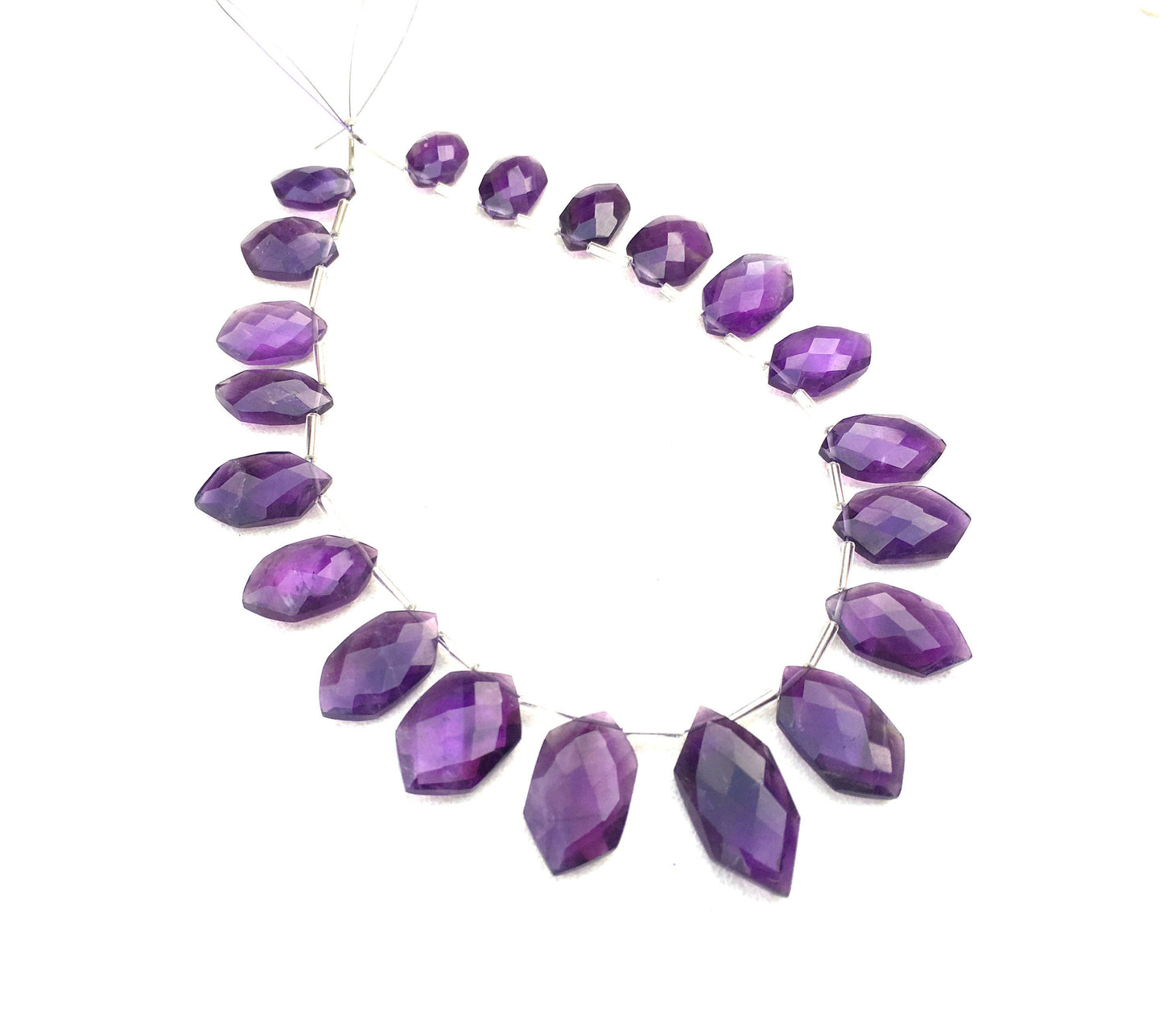 20 Pieces Natural Blue Amethyst Gemstone,Faceted Fancy Shape Beads,Size 8x13-11x22 MM Briolette Beads Making Birthstone Jewelry Wholesale