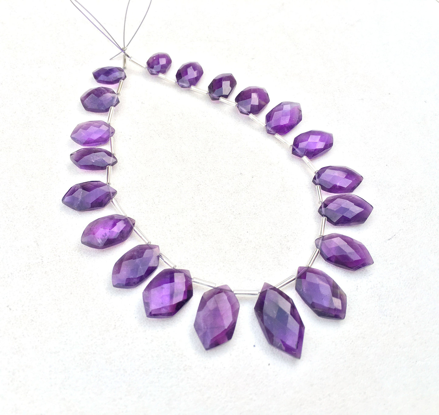 20 Pieces Natural Blue Amethyst Gemstone,Faceted Fancy Shape Beads,Size 8x13-11x22 MM Briolette Beads Making Birthstone Jewelry Wholesale