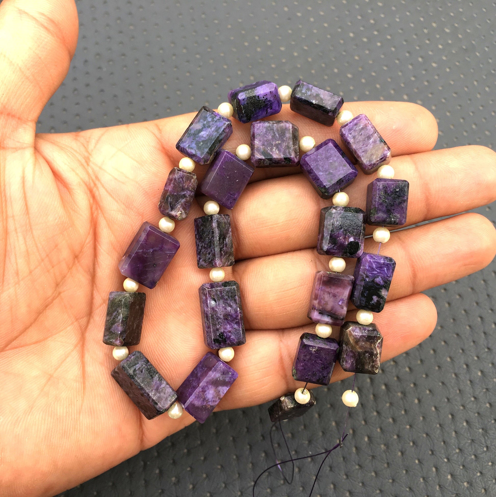 Unique 21 Pieces Natural Charoite Gemstone,1 Strand Faceted Rectangle Shape, Briolette Beads,Size 9x11-10x16 MM Making Jewelry Wholesale