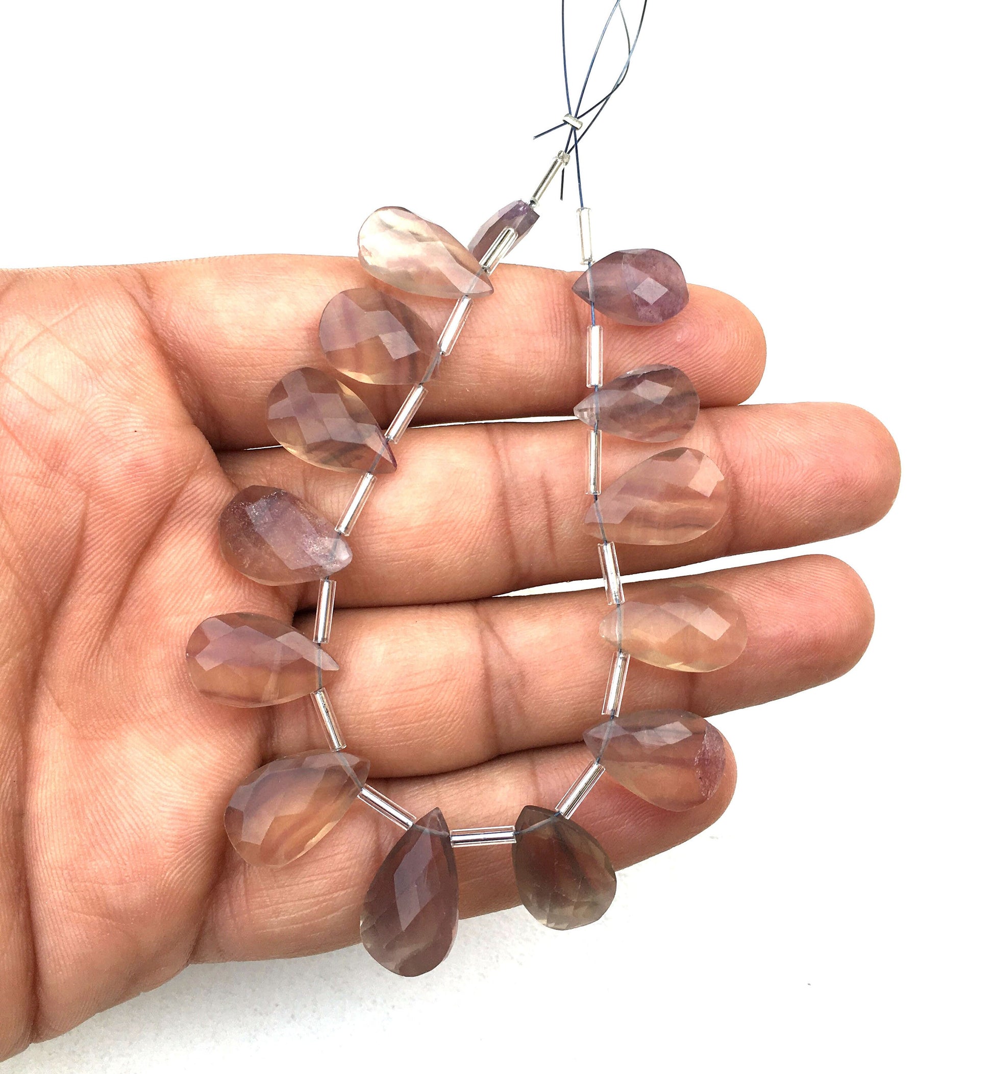 1 Strand Natural Fluorite Gemstone,Pear Shape Briolette Beads,Size 8x14-10x18 MM,Faceted Fluorite Beads, Making Jewelry Wholesale Price