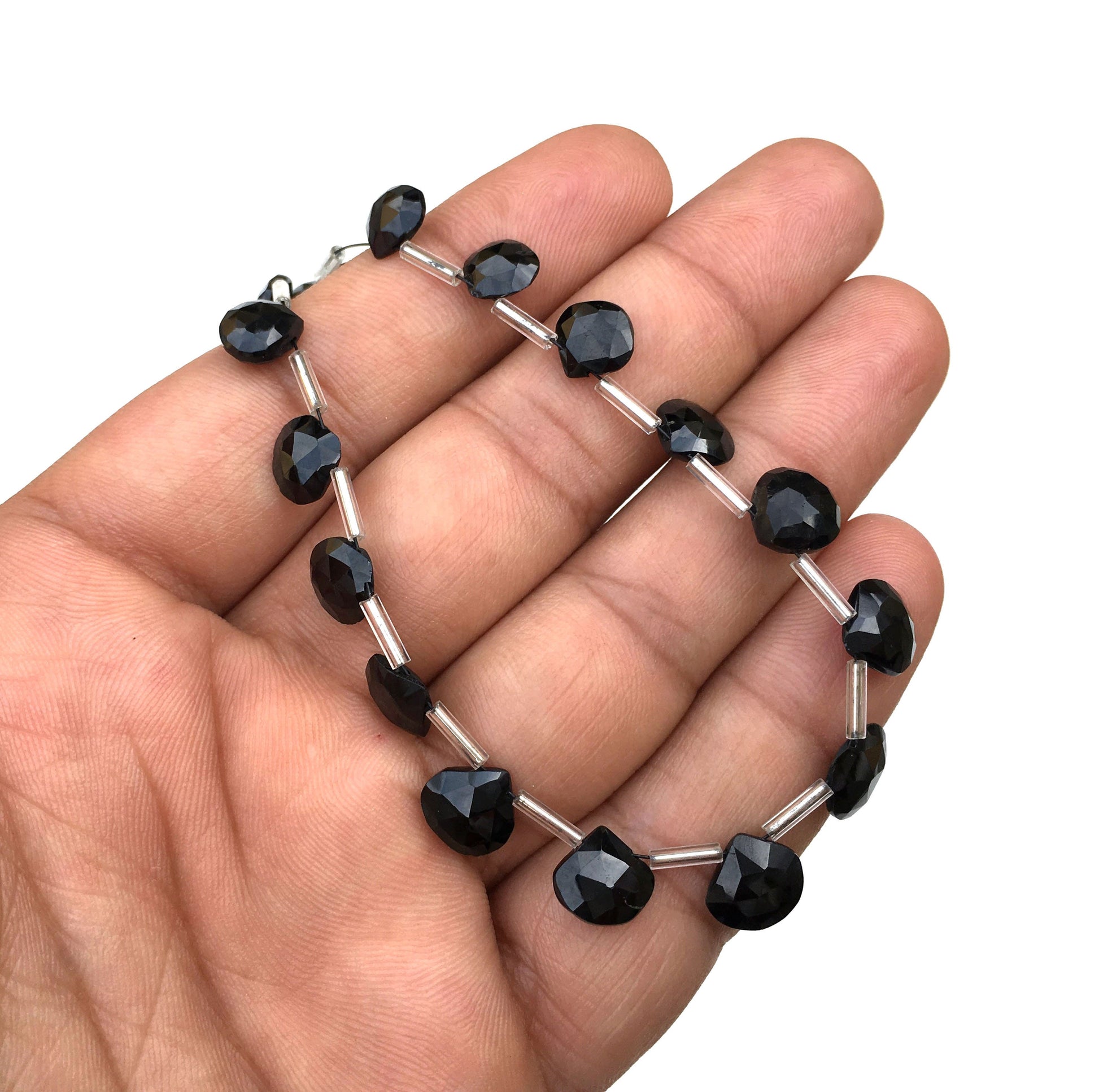 Genuine quality Natural Black Spinel Gemstone,1 Strand Faceted Heart Shape Beads,Size 7-9 MM Black Spinel Heart, Making Jewelry Wholesale