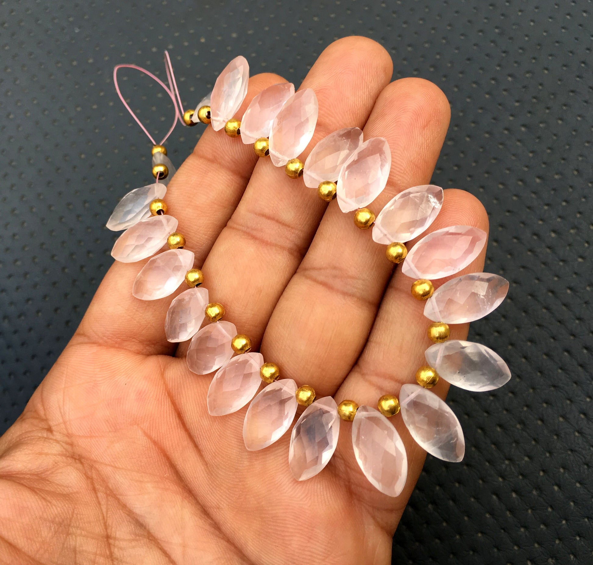 Extraordinary Beautiful Beads 21 Pieces Natural Rose Quartz Gemstone, Faceted Marquise Shape Beads, Size 8x16 MM Briolette Beads Wholesale