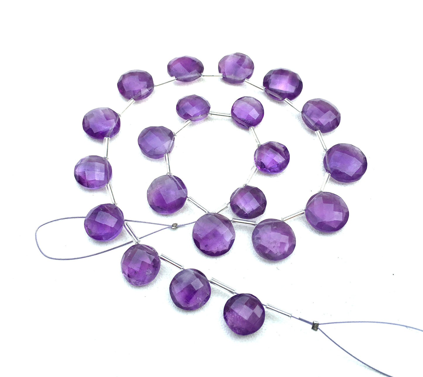 AAA Quality Natural Blue Amethyst Gemstone,21 Pieces Faceted Round/ Coin Shape Beads,Size 10-12 MM Making Birthstone Jewelry Wholesale Price