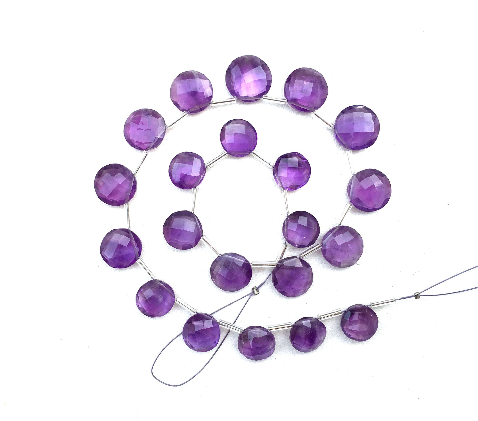 AAA Quality Natural Blue Amethyst Gemstone,21 Pieces Faceted Round/ Coin Shape Beads,Size 10-12 MM Making Birthstone Jewelry Wholesale Price