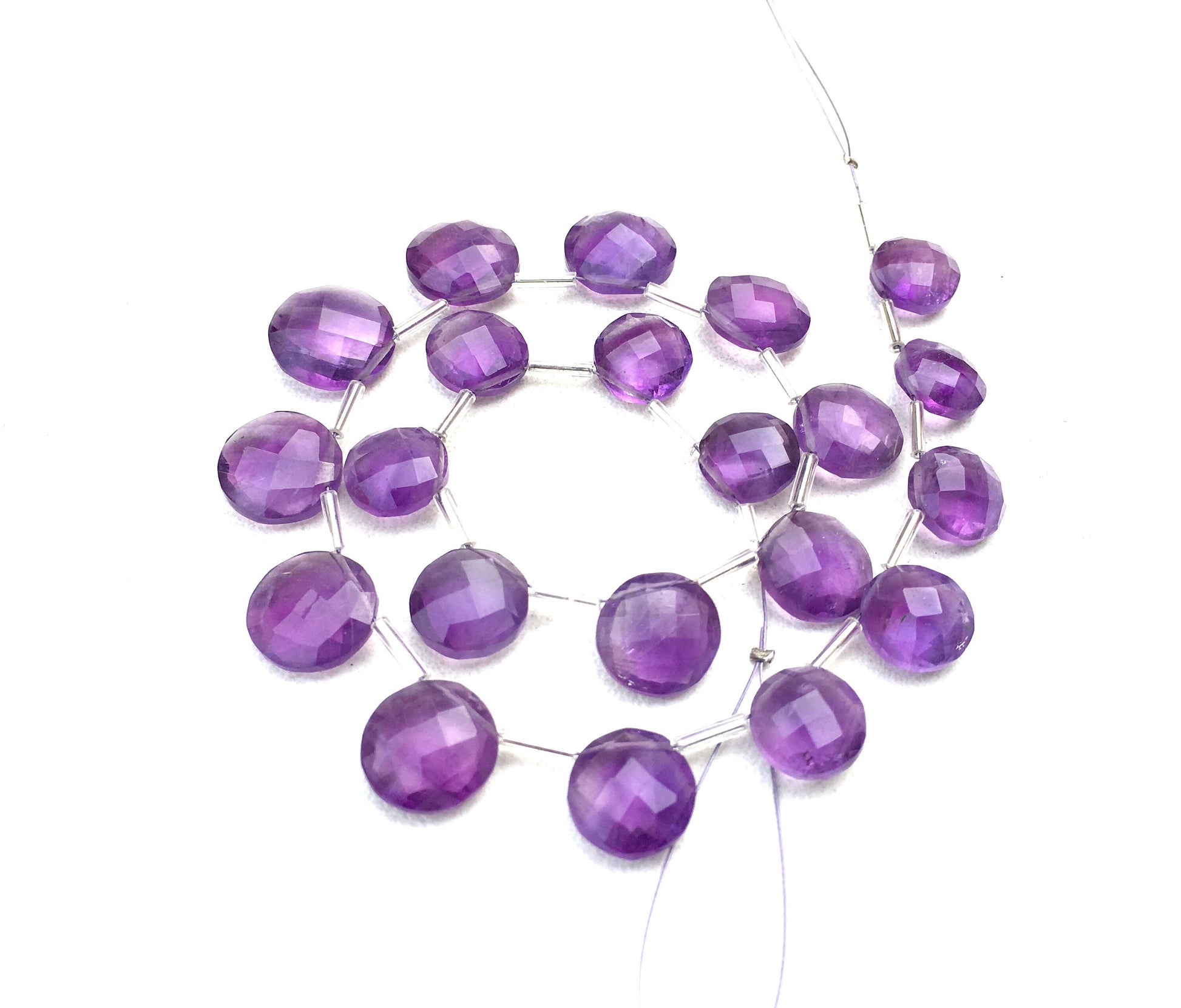 AAA Quality Natural Blue Amethyst Gemstone,21 Pieces Faceted Round/ Coin Shape Beads,Size 10-12 MM Making Birthstone Jewelry Wholesale Price