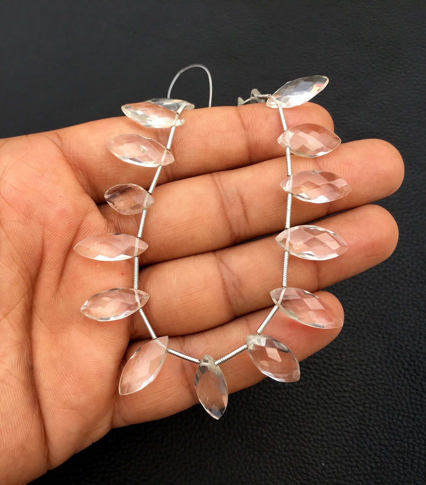 20 Pieces Natural Crystal Quartz Gemstone,Best quality Faceted Marquise Shape Bead,Size 6x15-7x19 MM Crystal Briolette Beads Wholesale Price