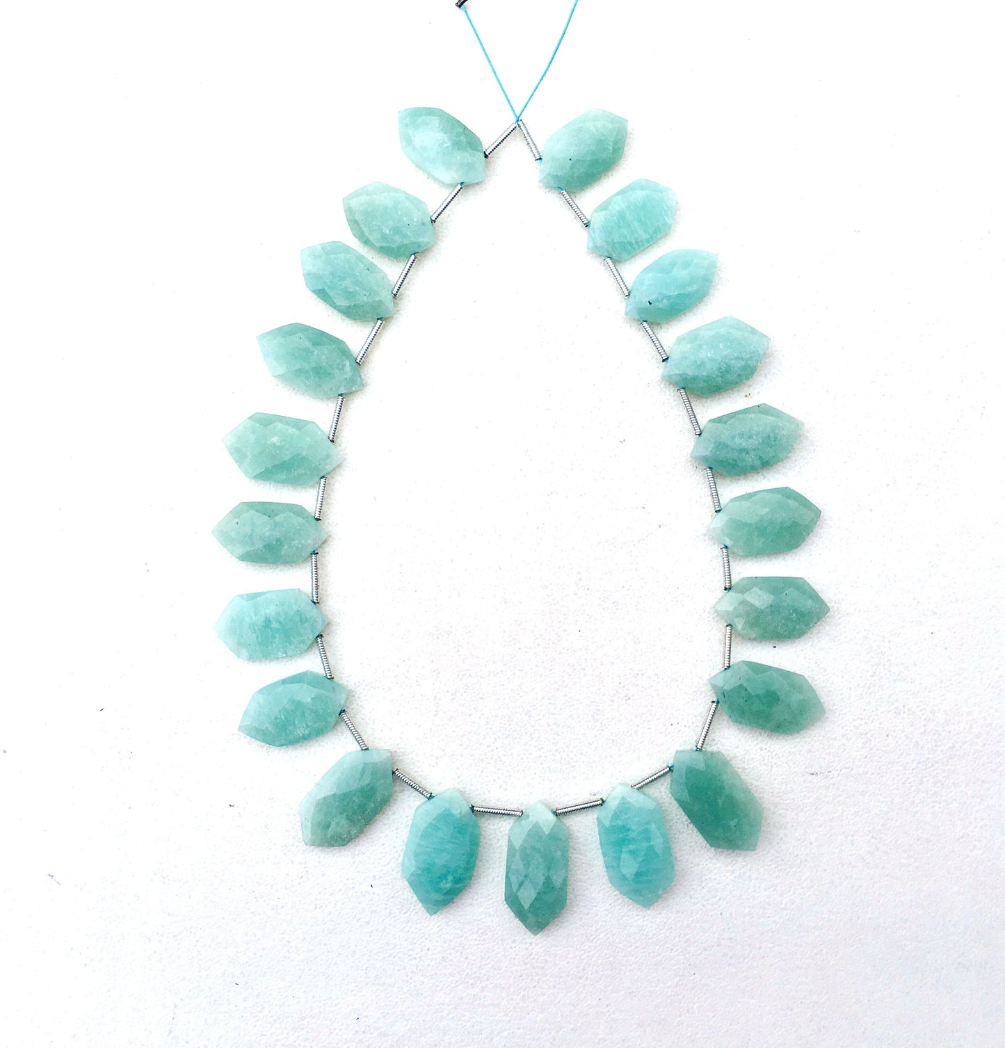 AAA Quality 1 Strand Natural Amazonite Gemstone,21 Pieces Faceted Fancy Shape,Size 9x16-11x20 MM Briolette Beads Making Jewelry Wholesale