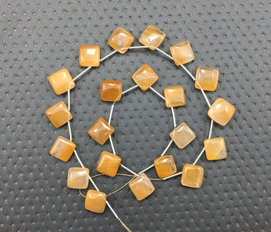 Nice Collection 1 Strand Natural Rutile Quartz,21 Pieces Smooth Square Shape,Size 12-13 MM Briolette Beads,Making Jewelry Wholesale Price