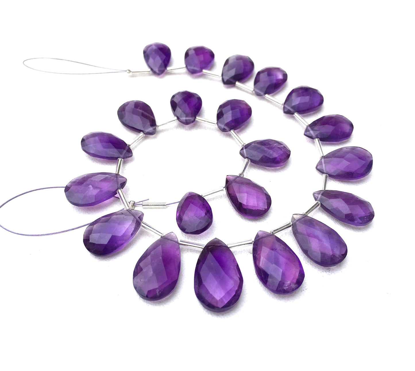 Best quality 1 Strand Natural Amethyst Gemstone,21 Piece Faceted Pear Shape,Size 10x15-12x20 MM February Birthstone Making Jewelry Wholesale