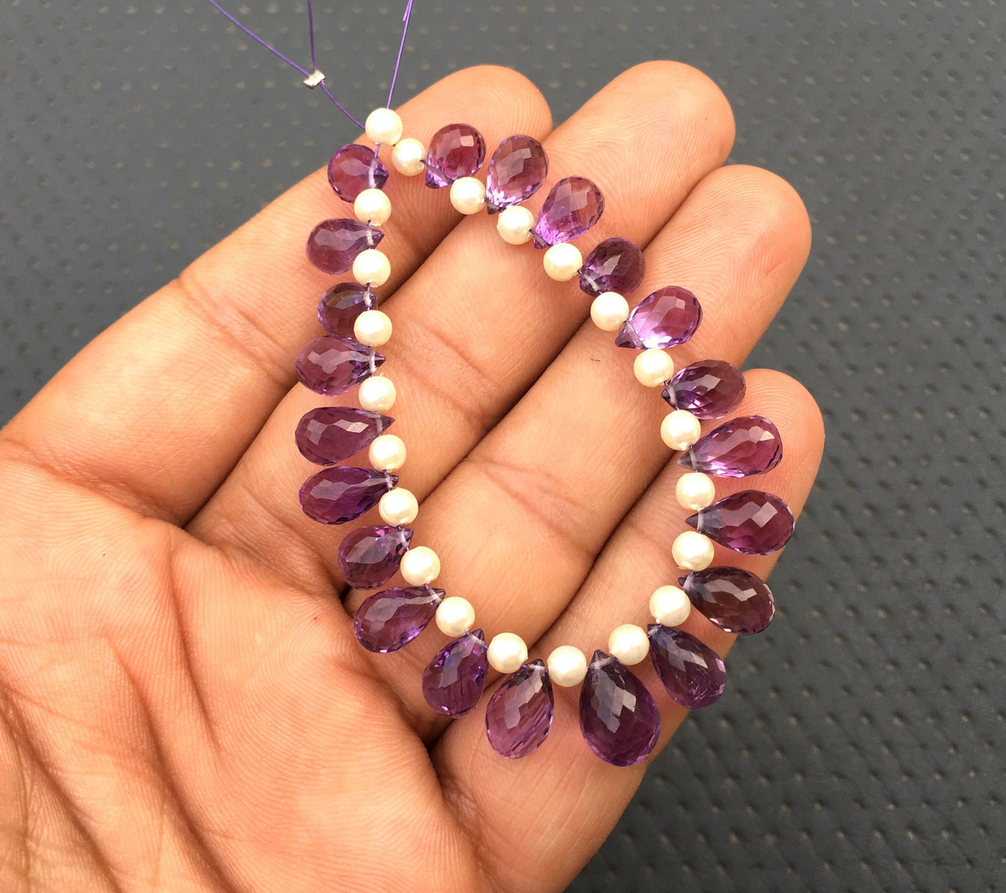 Natural Amethyst Gemstone,Faceted Teardrop Shape Beads,Size 6x8-7x11 MM,February Birthstone Briolette Beads Making jewelry Wholesale Price