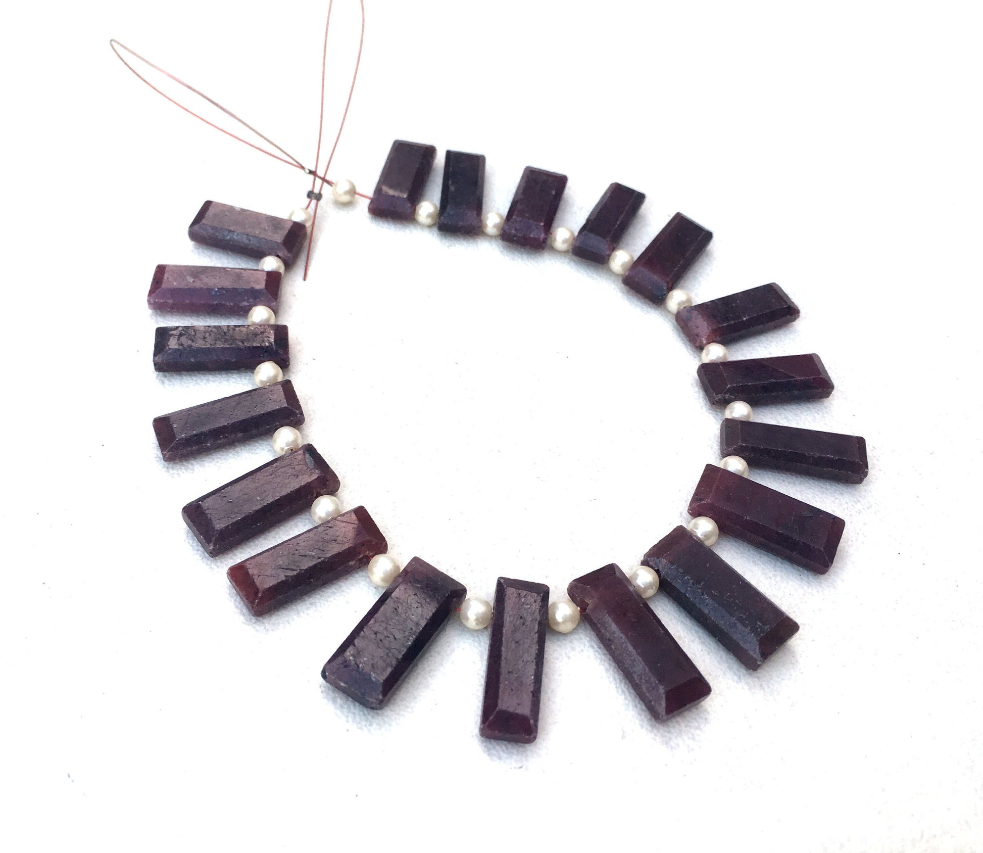 AWESOME QUALITY 19 Pieces Natural Ruby Gemstone,Faceted Rectangle Shape Beads, Size 6x17-8x19 MM July Birthstone Beads Making Ruby Jewelry