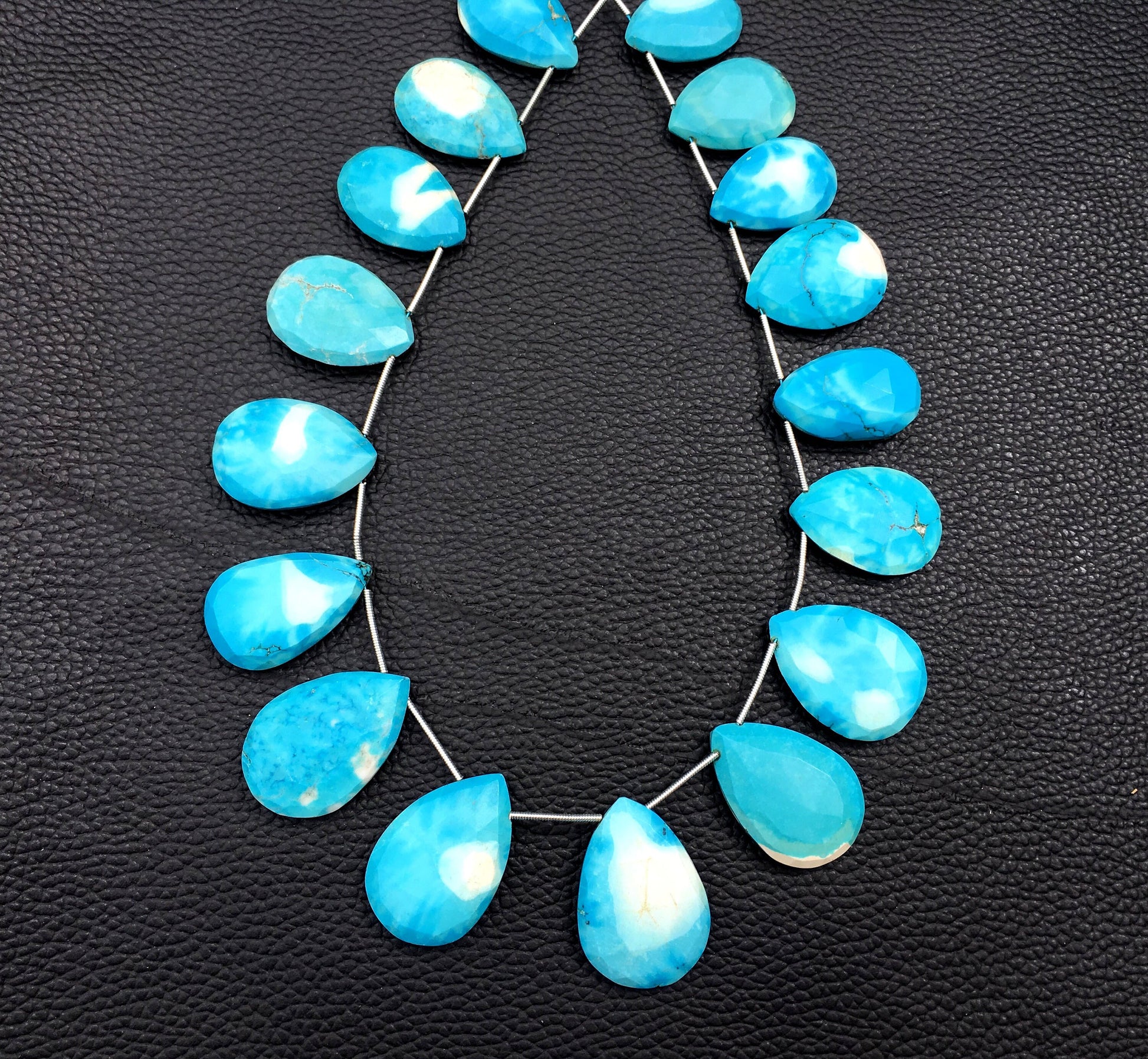 Awesome Quality 1 Strand Howlite Turquoise Gemstone,17 Pieces Faceted Pear Shape Briolette Beads,Size 15x23-20x25 MM Turquoise Wholesale