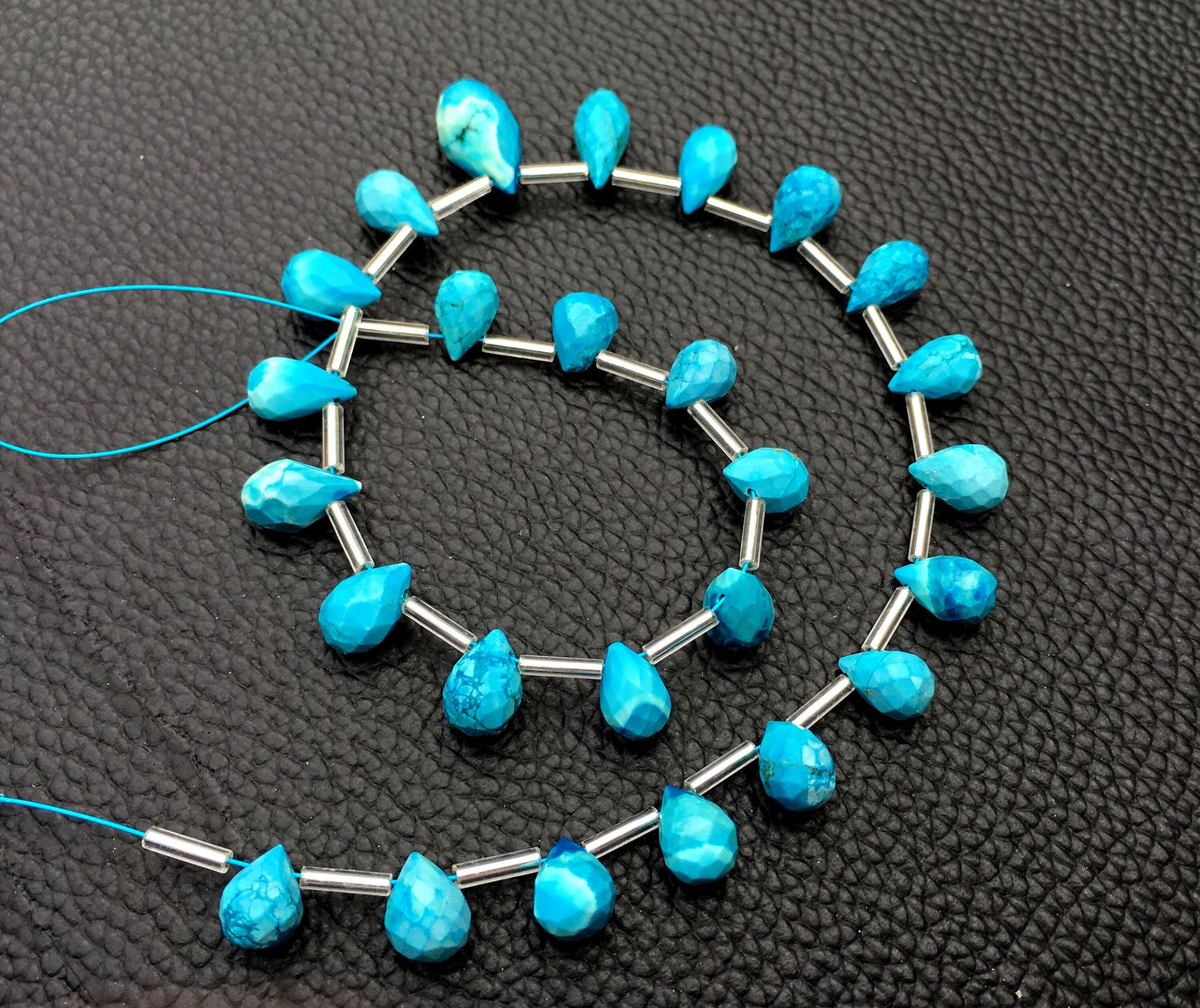 Best Quality 26 Pieces Blue Turquoise Gemstone,1 strand Faceted Tear Drop Shape Briolettes Beads,Size 5x8-8x13 MM Making Turquoise Jewelry