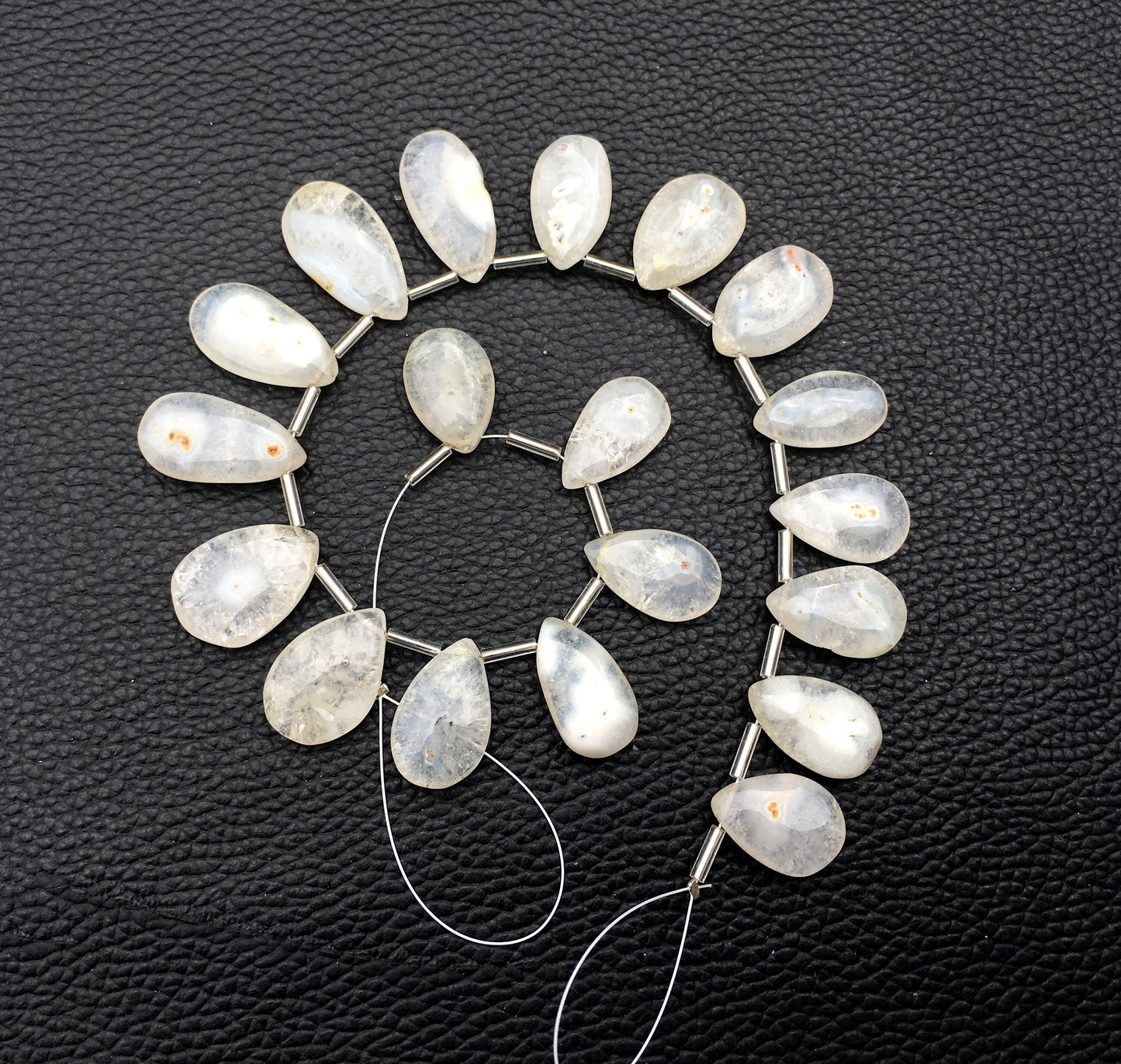 19 Pieces Natural White Solar Quartz Gemstone,1 Strand Smooth Pear Shape Beads, Size 10x17-14x22 MM Solar quartz Briolette Beads