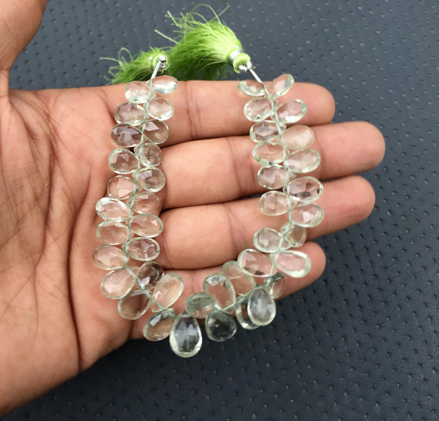 Spectacular Gemstone 7" Long Strand Natural Green Amethyst Gemstone,44 Pieces faceted Pear shape,Size 7x10-9x15 MM Briolette Beads Wholesale