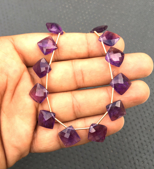 Awesome Quality Natural Blue Amethyst Gemstone,21 Pieces Faceted Square Shape Bead,Size 9-10 MM Making Birthstone Jewelry Wholesale Price