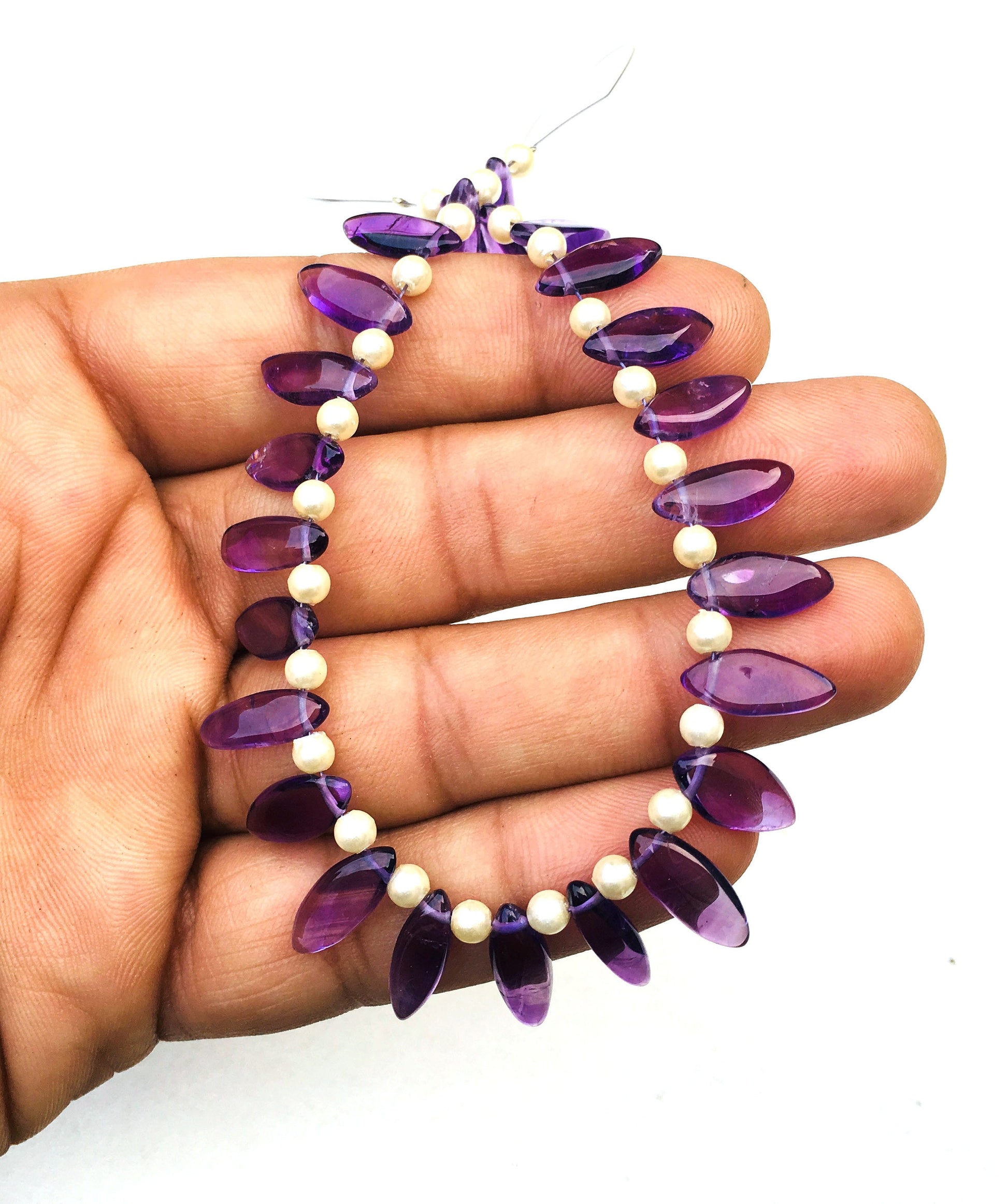 Very Stunning 25 Pieces Smooth Marquise Shape Beads, Natural Blue Amethyst Gemstone,Size 5x12-7x14 MM Making Birthstone Jewelry Wholesale