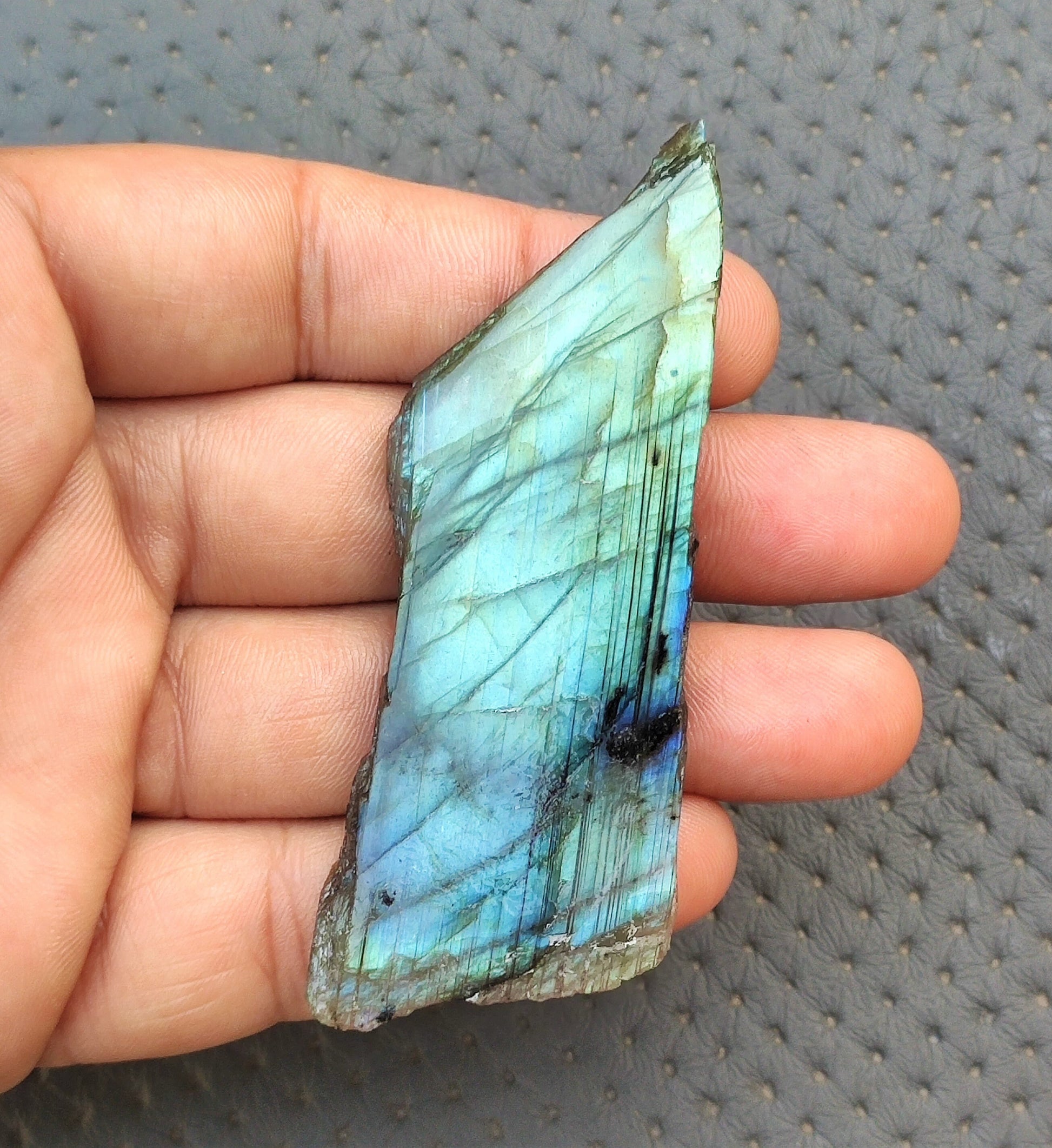 Polished Labradorite Slab,Natural Labradorite Specimen Raw,Free Form Iridescent Labradorite Slice,Size 27x85 MM Raw Making Jewelry Wholesale