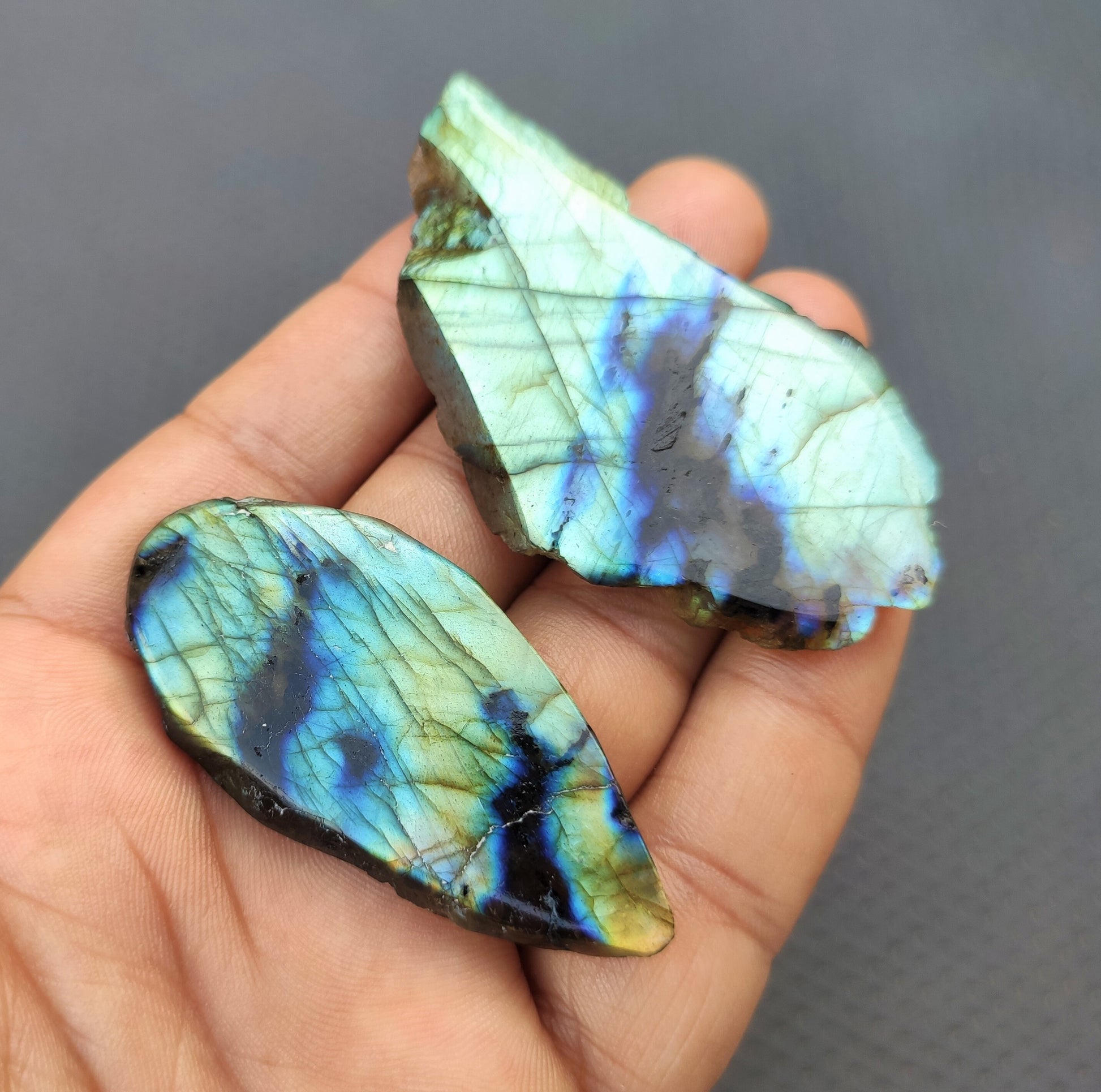 Unique 2 Pieces Polished Rough,Natural Labradorite Gemstone,Size 28x57-35x68 MM Flashy Labradorite Specimen, Making Jewelry Labradorite Raw