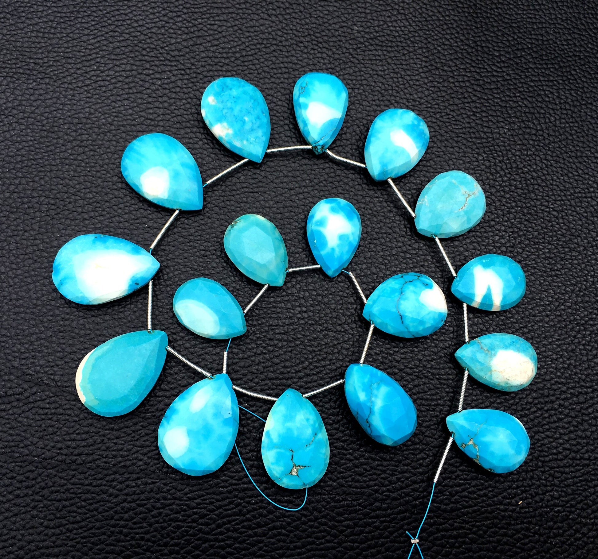 Awesome Quality 1 Strand Howlite Turquoise Gemstone,17 Pieces Faceted Pear Shape Briolette Beads,Size 15x23-20x25 MM Turquoise Wholesale