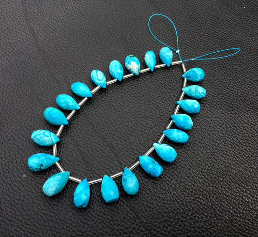 Beautiful 1 Strand Blue Turquoise Gemstone,1 Strand Faceted Tear Drop Shape Briolettes Beads,Size 7x14-9x16 MM Teardrop Beads Wholesale