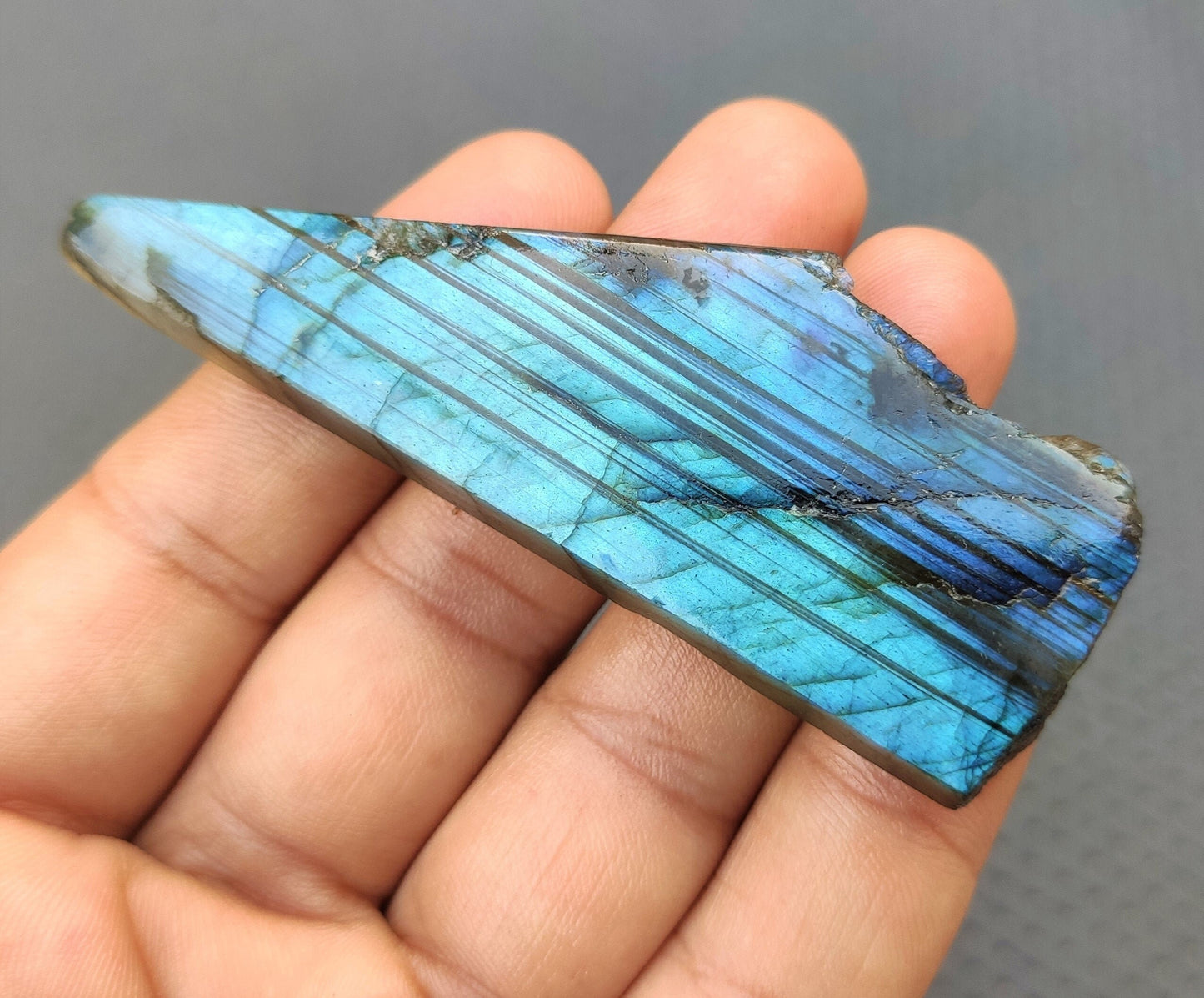 Christmas Sale Hand Polished Labradorite,Specimen Polished Labradorite Raw,Labradorite Slab Slice,Fire Labradorite,Size 24x83 MM Labradorite