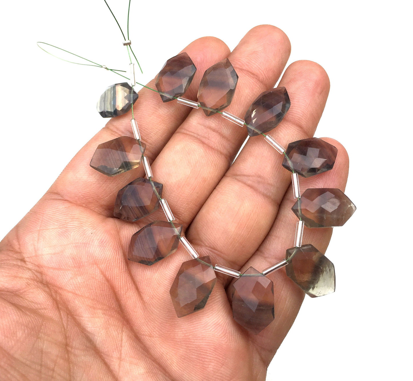 12 Pieces Natural Fluorite Gemstone,1 Strand Faceted fancy shape Beads,Size 10x18-11x18 MM,Briolette Beads making Jewelry Wholesale Price