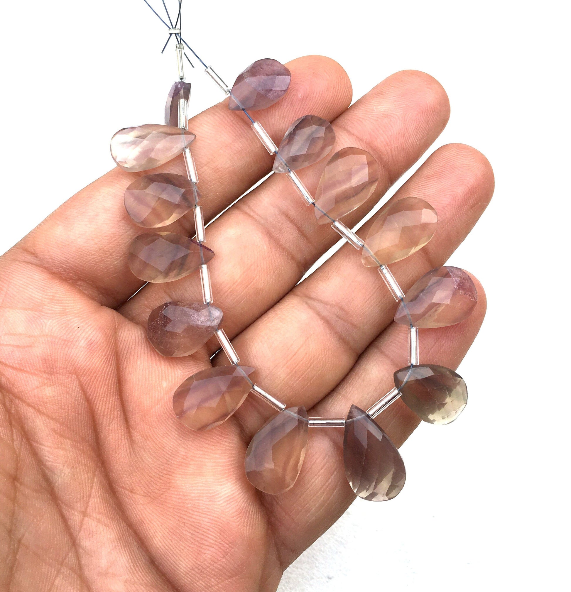 1 Strand Natural Fluorite Gemstone,Pear Shape Briolette Beads,Size 8x14-10x18 MM,Faceted Fluorite Beads, Making Jewelry Wholesale Price