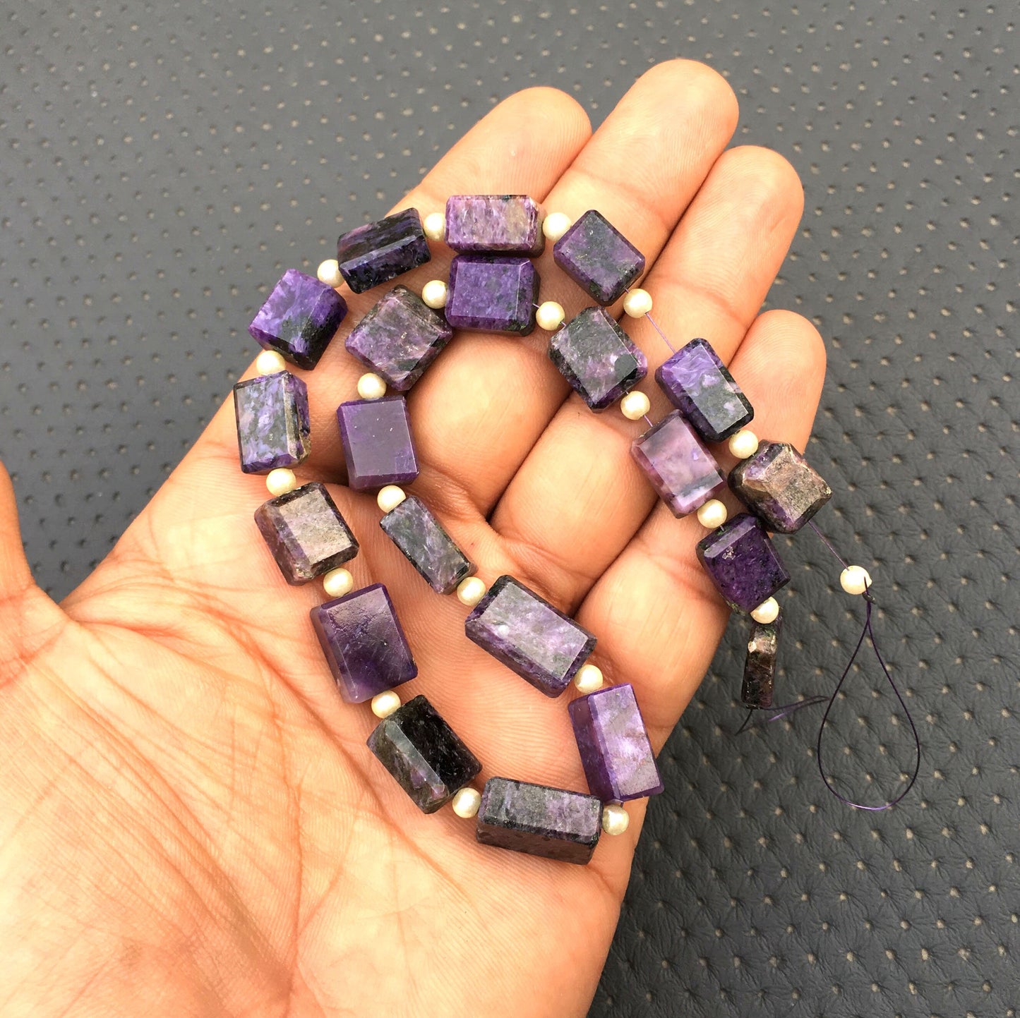 Unique 21 Pieces Natural Charoite Gemstone,1 Strand Faceted Rectangle Shape, Briolette Beads,Size 9x11-10x16 MM Making Jewelry Wholesale