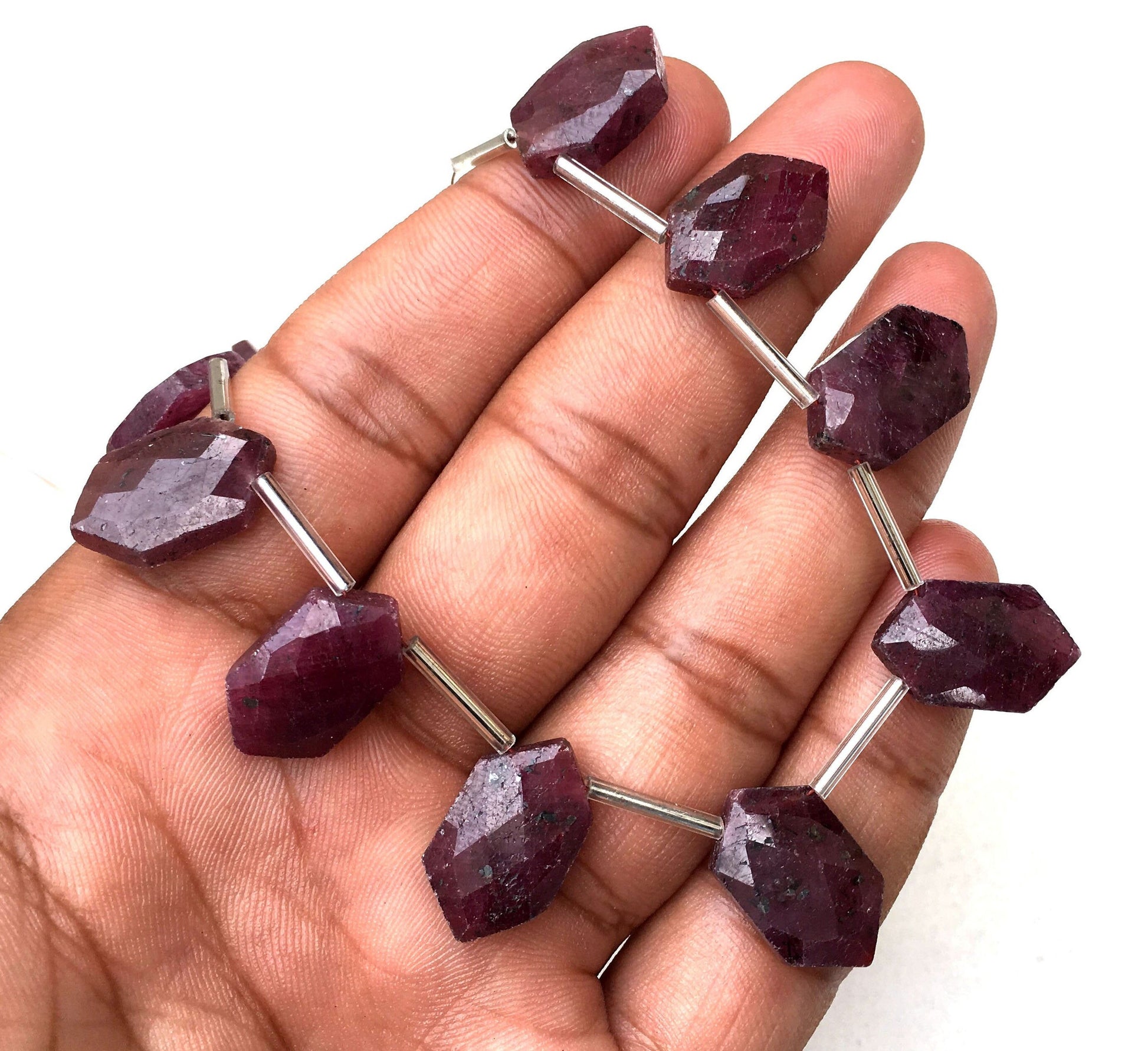 New Year Sale Natural Red Ruby Gemstone, 15 Pieces Faceted Fancy Shape Beads, Size 10x16-11x18 MM Awesome Quality Ruby Beads Making Jewelry