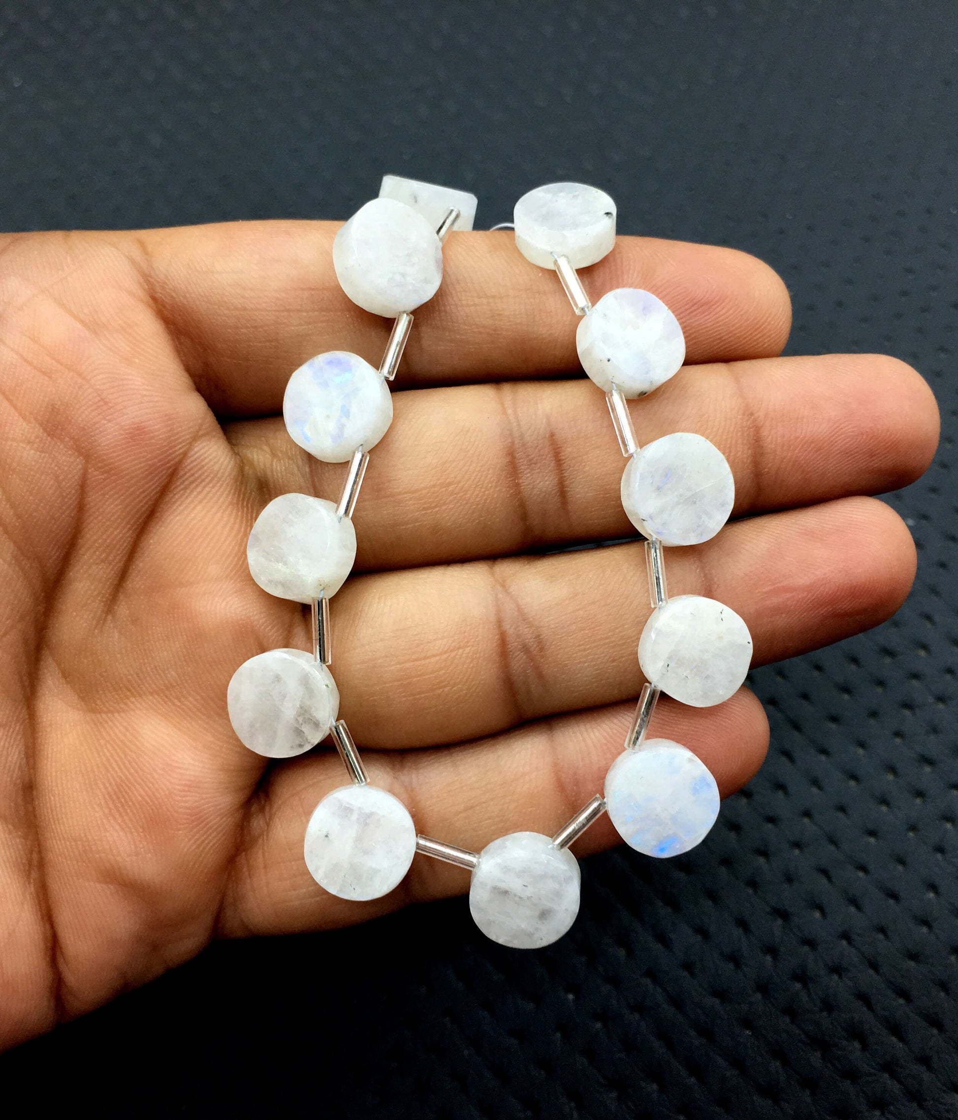 Awesome Quality 21 Pieces Natural Rainbow Moonstone Smooth Coin Shape Gemstone,Size 10-11 MM Moonstone Coin Beads,Making jewelry Wholesale