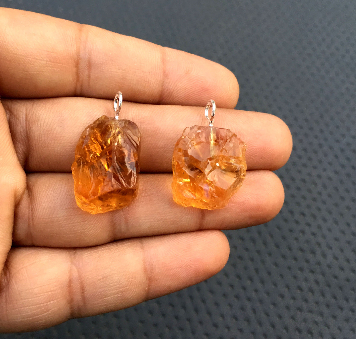 2 Pieces Genuine Natural Citrine Gemstone Raw,Size 17x20-18x22 MM Rough pendant, 2 Pieces Untreated Citrine Pendant Wholesale