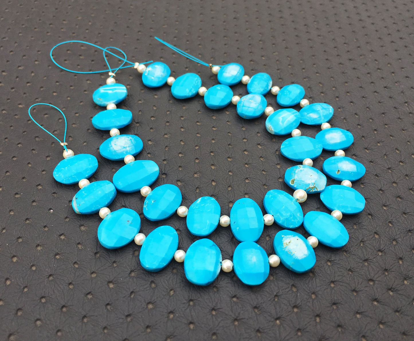 Attractive 15 Pieces Natural Turquoise Gemstone, Size 8x12-9x13 MM Faceted Oval Shape Blue Briolette Beads, Making Jewelry Wholesale Price